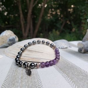 Amethyst & Hematite with silver beading